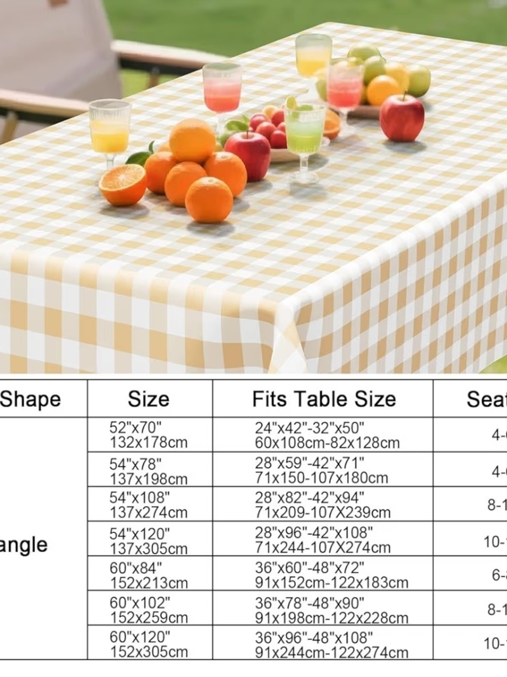 Neutral Buffalo Check Tablecloth Rectanglar in Beige & White - 52 X 70 - Picture 6 of 6